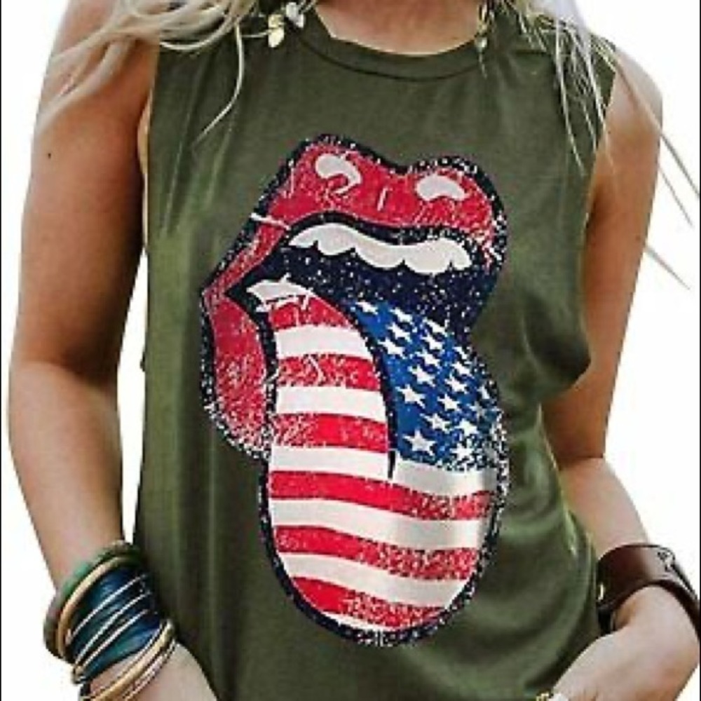 Flag lips sleeveless tee size XL